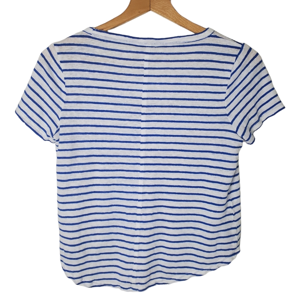 Banana Republic 100% Linen Striped V-Neck T-Shirt Size XS - Picture 2 of 5